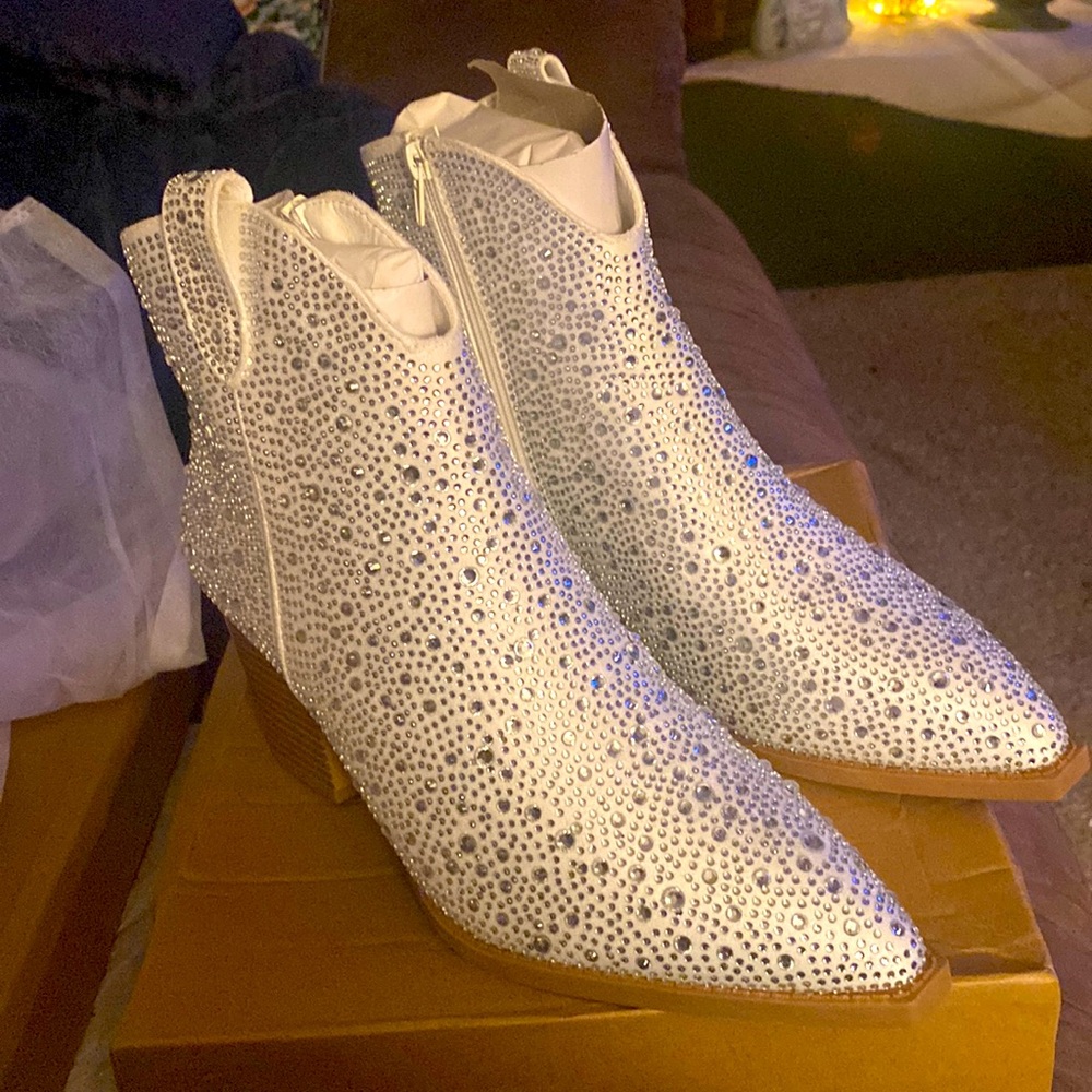 Rhinestone short boots